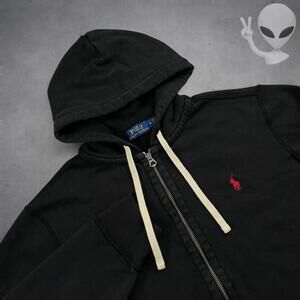 Polo Ralph Lauren Full Zip Hoodie Medium Black Jacket Vintage 90s